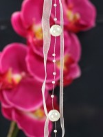 Aperçu: Ruban de perles en organza crème de 1,2 m