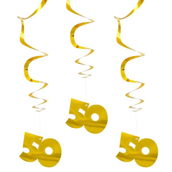 3 spirali oro 50° compleanno o anniversario