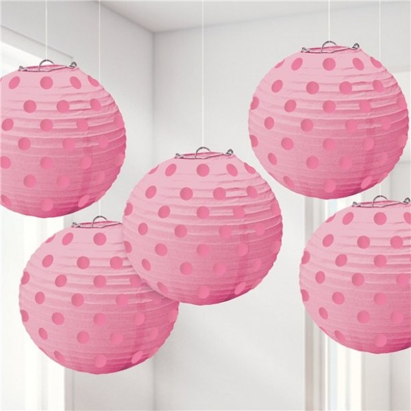5 pink dots Chinese lanterns Minou 12cm