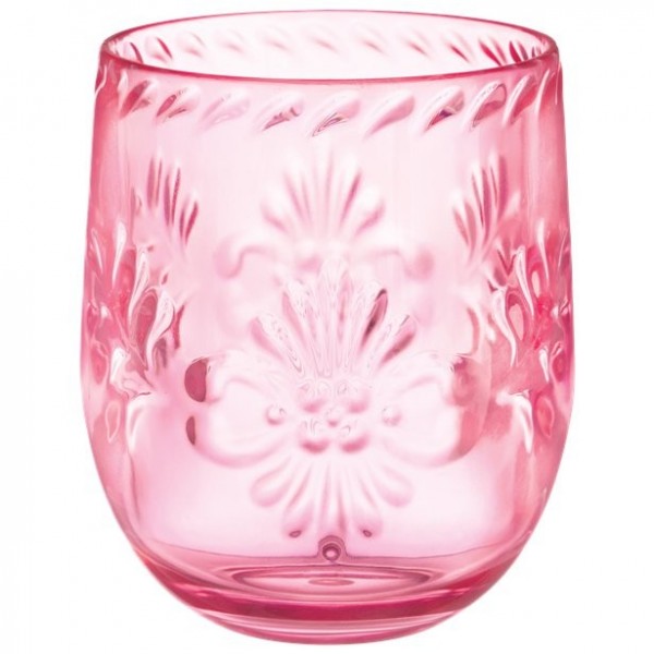 Roze bloemenwijnglas