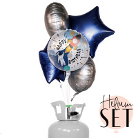 Vorschau: Outer Space Ballonbouquet-Set mit Heliumbehälter