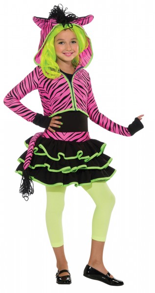 Neon pink zebra child costume
