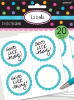 Preview: 20 self-adhesive labels with pastel blue flower border
