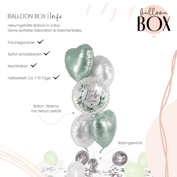 Heliumballon in der Box Taufe Greenery 3