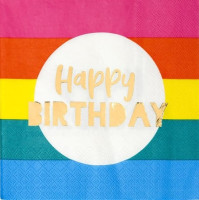 16 urodzinowych serwetek Bright Rainbow 33cm