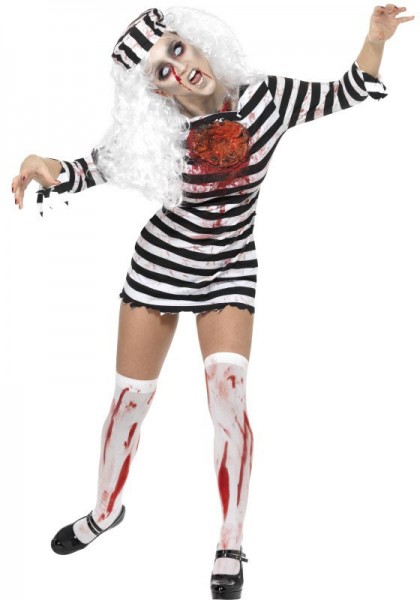 Gefangene Zombie Sträflings Frau Mit Wunde Kostüm