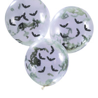 Anteprima: 5 palloncini di coriandoli di pipistrello spaventoso da 30 cm