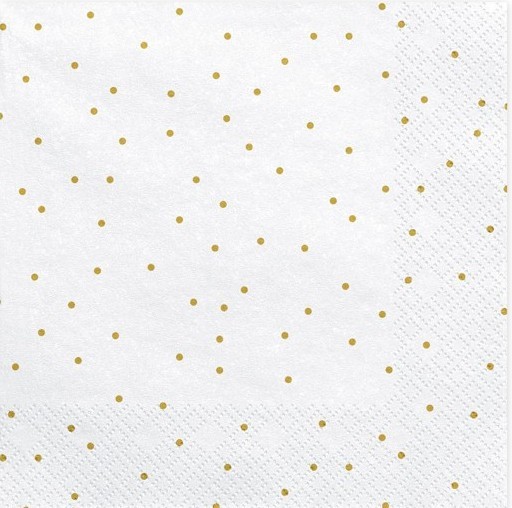 20 vita Golden Dots servetter 33cm
