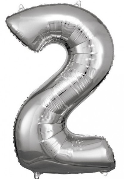 Silver number 2 foil balloon 86cm
