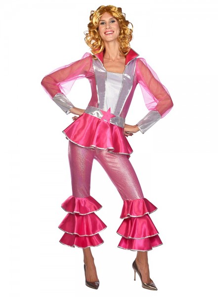 70er Jahre Disco Queen Kostüm pink 3