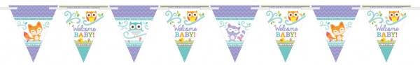 Baby shower lovable forest animals pennant chain 3,6m