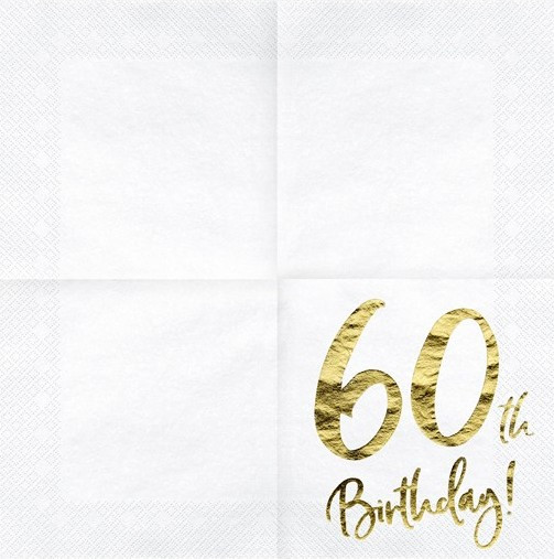 20 Glossy 60th Birthday servetten 33 cm