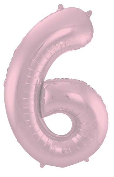 Matt nummer 6 folieballong rosa 86cm