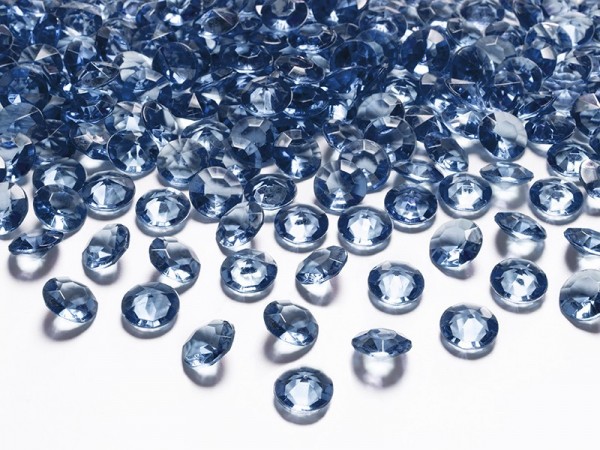 100 spredte dekorative diamanter mørkeblå 1,2 cm