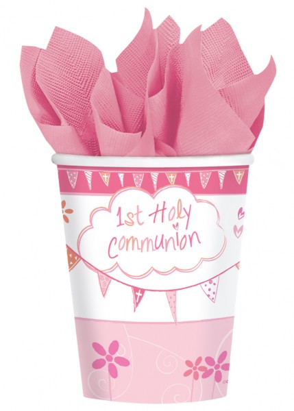8 communion paper cups pink 266ml