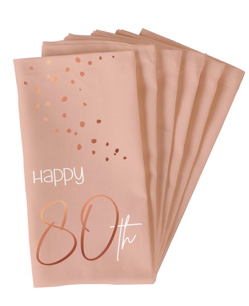 10 serviettes 80e anniversaire rose