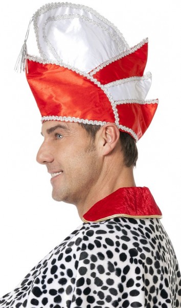 Red and white carnival prince hat