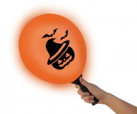 Oversigt: LED ballon Halloween sjov med holder 23cm