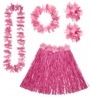 Anteprima: Costume da ragazza rosa Hula Hawaii impostato per le signore