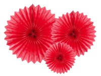 Preview: 3 paper rosettes party star red