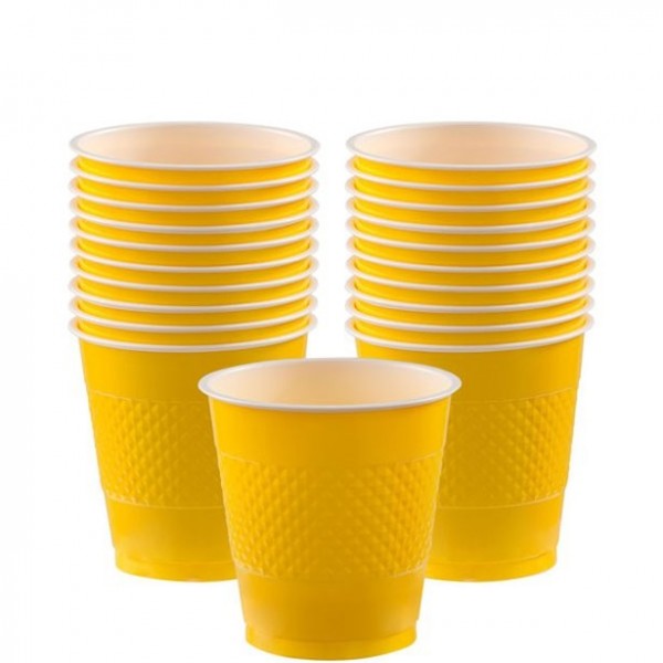 20 vasos de plástico amarillo 266ml