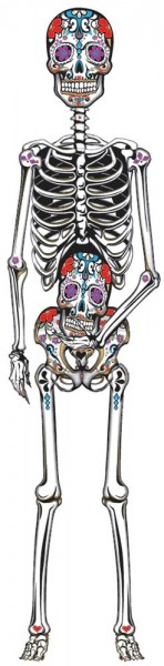 Dia De Los Muertos Papp-Skelett 150cm
