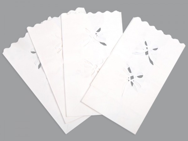 10 Weiße Libellenflug Windlicht Tüten 15x9x26cm 3