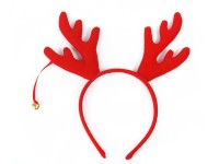 Preview: Red reindeer headband with gold bells