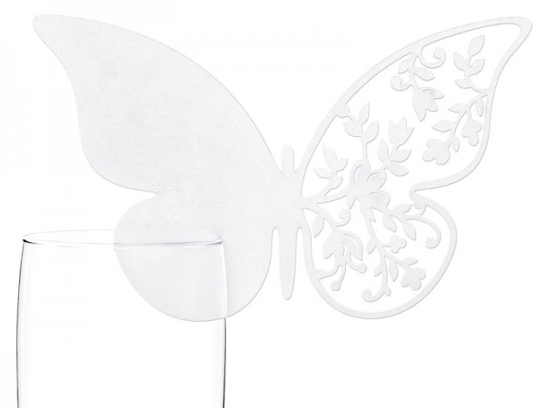 10 Papier-Untersätzer Weiß Schmetterling-Ornament
