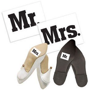 2 shoe stickers Mr. & Mrs. 4