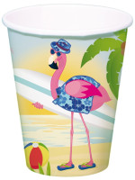 8 Surfer Flamingo paper cups 350ml
