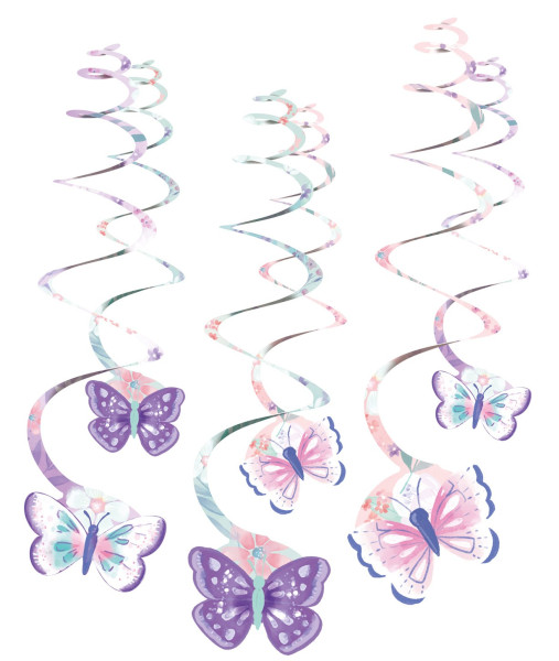 6 colgadores espiral jardín de mariposas 61cm