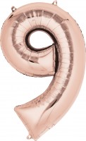 Palloncino foil numero 9 in oro rosa XL 86 cm