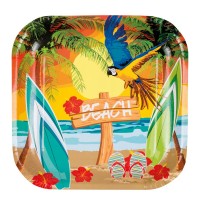 6 Hawaii Beachparty Pappteller