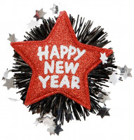 Vorschau: Rote Happy New Year Anstecknadel