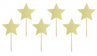 Preview: 6 Shimmering Stars Cupcake Toppers 11.5cm