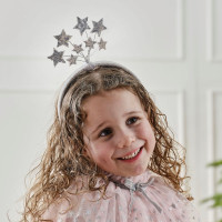 Vista previa: Diadema de estrellas para niña plateada