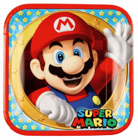 8 platos de papel Super Mario 23cm