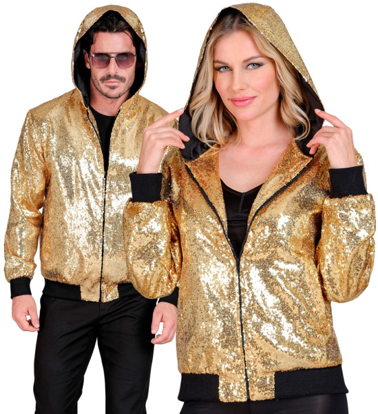 Glamor sequin bomber jacket unisex gold