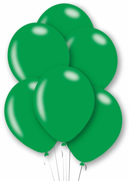 10 green metallic latex balloons 27.5cm
