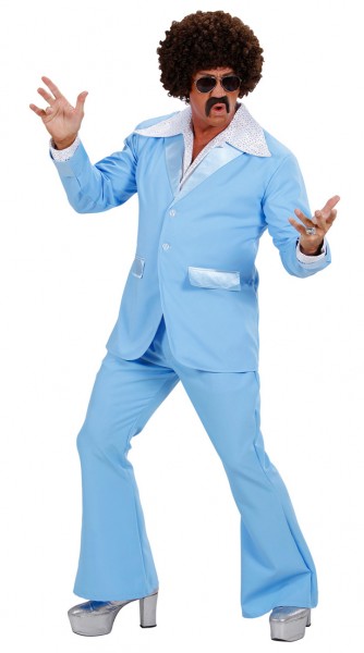 Costume de coureur des années 70 bleu clair 4