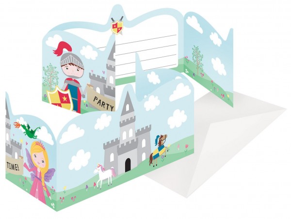 8 princess & knight invitation cards