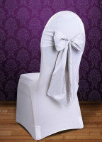 Widok: 1 satynowych wstążek na krzesła białe 15 cm x 2,75 m