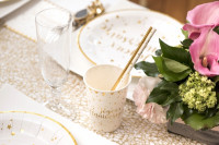 20 Joyeux Anniversaire straws white-gold