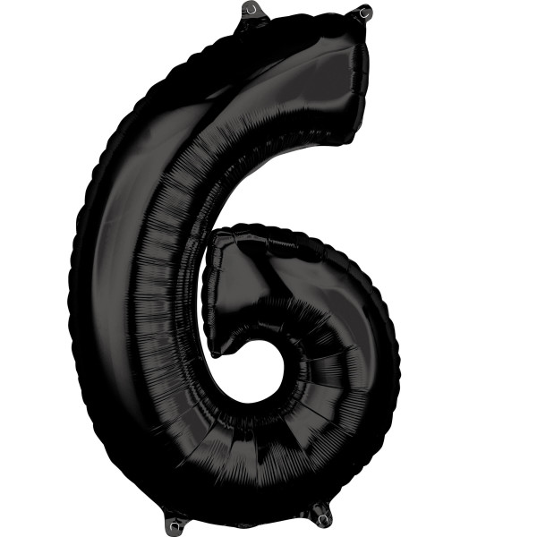 Black number 6 balloon 66cm