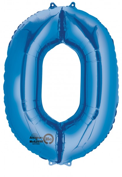Balon z cyfrą 0 niebieski 88 cm