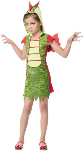 Nessy rødgrøn dragen kostume til børn