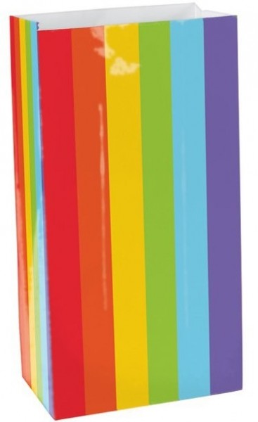 12 bolsas de papel con estampado de arcoíris 24cm
