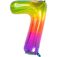 Nummer 7 Super Rainbow folieballong 86cm