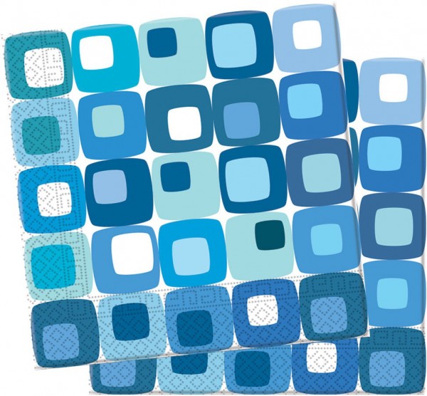20 blå firkanter servietter 33cm